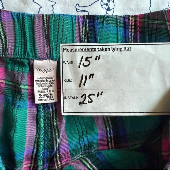 Victoria’s Secret Pink Green Plaid Pajama Pants Elastic Ankles- Medium - Picture 7 of 7